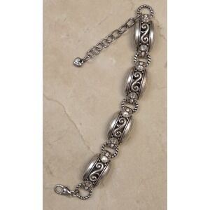 Retired Brighton Chunky Scroll Links With Crystal Bracelet